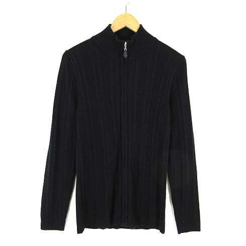 【中古】HIT MAKER ライトオン カーディガン リブ ニット ハイネック ジップアップ ストレッチ 長袖 L 黒 ブラック メンズ 【ベクトル 古着】 250204
