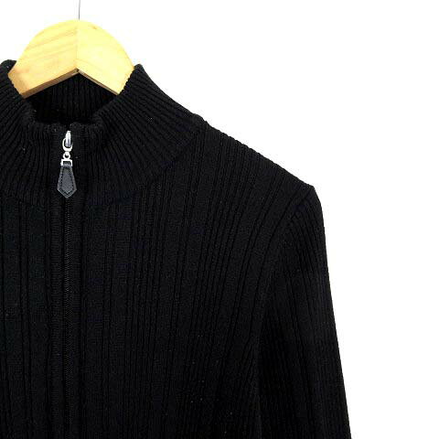 【中古】HIT MAKER ライトオン カーディガン リブ ニット ハイネック ジップアップ ストレッチ 長袖 L 黒 ブラック メンズ 【ベクトル 古着】 250204