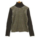 【中古】CRISPY ELEGANCE クリスピーエレガンス ニット セーター タートルネック リブ ウール アーガイル柄 ベロア 切替 長袖 M 茶 ブラウン...
