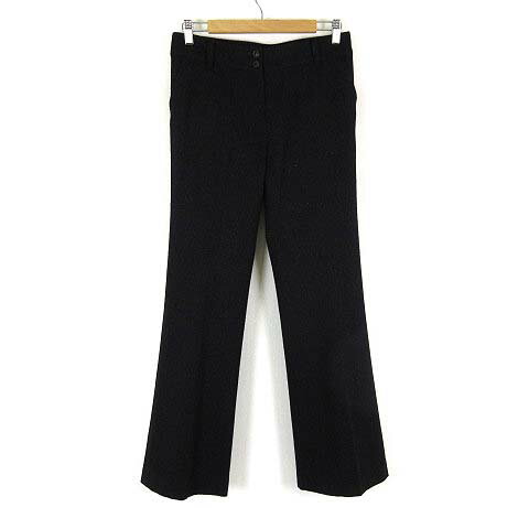 【中古】エクドテン EKDUTIN パンツ スラックス ラメ シルク カシミヤ ウール ストレート センタープレス ストレッチ L 40 黒 ブラック レディース 【ベクトル 古着】 250227