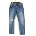 【中古】ザラ ZARA Z1975 DENIM デニムパンツ ジーンズ テーパード ダメージ ウォッシュ加工 ストレッチ M インディゴブルー レディース 【ベ...