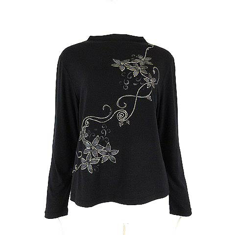 【中古】unjour collezioni アンジュール カットソー 花モチーフ ラメ 刺繍 ラインストーン ボトルネック ストレッチ 長袖 M 黒 ブラック マルチカラー レディース 【ベクトル 古着】 250422 【中古】unjour collezioni アンジュール カットソー 花モチーフ ラメ 刺繍 ラインストーン ボトルネック ストレッチ 長袖 M 黒 ブラック マルチカラー レディース 【ベクトル 古着】 250422