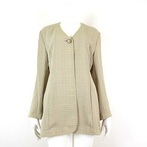 【中古】ローズマリー ROSE MARY ROSE ジャケット シアー シフォン 落ち感 とろみ チェック Vネック ノ..