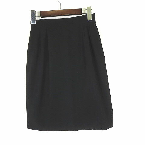 【中古】クリスチャンオジャール CHRISTIAN AUJARD スカート タイト サマーウール バック プリーツスリット ひざ丈 M 黒 ブラック レディース 【ベクトル 古着】 250520