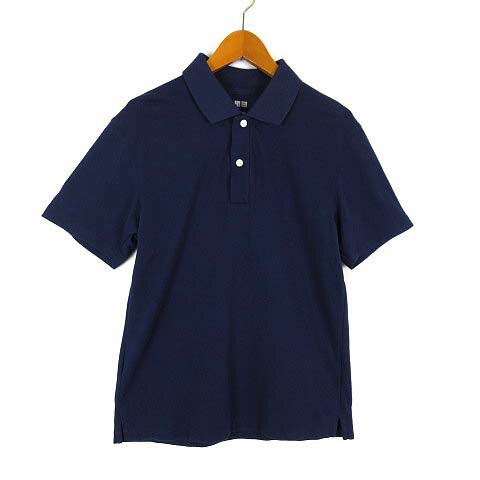 【中古】ユニクロ UNIQLO エアリズム コットン カノコ ポロシャツ ドライ 速乾 半袖 S 紺 ネイビー メンズ 【ベクトル 古着】 250530のサムネイル