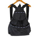 【中古】ヒロココシノ HIROKO KOSHINO リュック リュックサック ナイロン ロゴ プリント 黒 ブラック ラベンダー かばん 鞄 カバン レディース 【ベクトル 古着】 250610