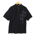 【中古】ポロ POLO BRITISH COUNTRY SPIRIT ポロシャツ ロゴ アーガイル柄 コットン 鹿の子 半袖 3L 黒 ブラック グレー 大きい...