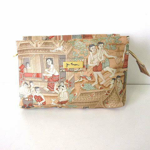 【中古】未使用品 ジムトンプソン JIM THOMPSON ポーチ コスメポーチ 化粧ポーチ 中綿 総柄 小物入れ マルチケース ピンクベージュ 美品 レディース 【ベクトル 古着】 250715のサムネイル
