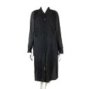 【中古】センソユニコ Senso unico ギャルデコレクティブ GARDE COLLECTIVE ロングブラウス シャツワンピース チュニック 長袖 シルク コットン 異素材 ドッキング M-L 黒 ブラック チャコールグレー レディース