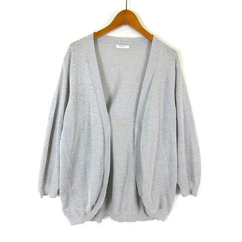 【中古】グラシア GLACIER カーディガン ニット シアー トッパー 羽織り 7分袖 LL グレー 大きいサイズ レディース 【ベクトル 古着】 250826