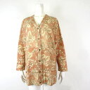 【中古】ヨシエイナバ yoshie inaba カーディガン 花柄 カシミヤ ウール Vネック ドロップショルダー 長袖 L ピンク オレンジ アイボリー ベージュ レディース 【ベクトル 古着】 250829