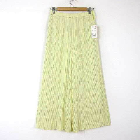 【中古】未使用品 ユニクロ UNIQLO シフォン プリーツ スカート パンツ スカパン イージーパンツ M 黄 イエロー タグ付 美品 レディース 【ベクトル 古着】 250908
