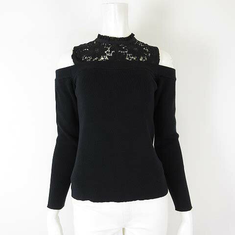 【中古】ラブレス LOVELESS ニット レース コンビ オフショルダー セーター 花柄 トップス 長袖 S 36 ..
