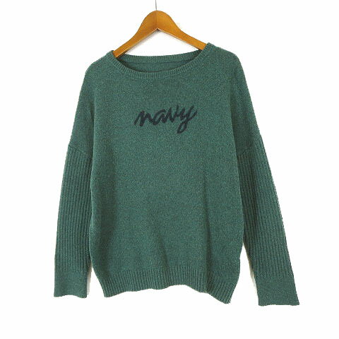 【中古】ベルスクローゼット bellus closet ニット セーター ウール混 Navy ニードルパンチ 長袖 L 40 ..