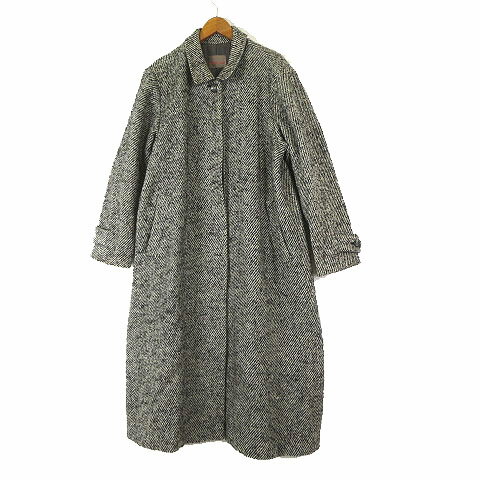 【中古】アトリエサブ ATELIER SAB コート ステンカラー ロングコート ツイード アンゴラ ウール 比翼..