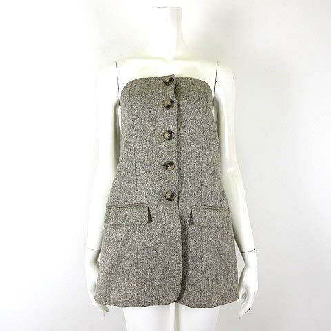 【中古】エイチ&エム H&M エディション EDITION ツイード ビスチェ ベアトップ トップス フロントボタン XS 杢ブラウン 小さいサイズ レディース 【ベクトル 古着】 251128