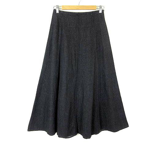 【中古】ビームス BEAMS スカート デニムスカート フレア リボン レースアップ ロング マキシ M 黒 ブラック レディース 【ベクトル 古着】 251201