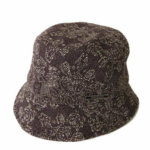 【中古】ユキコキミジマ Yukiko kimijima ハット バケットハット 帽子 ウール 花柄 総柄 57.5cm ブラウン ダークブラウン 美品 ぼうし レディース 【ベクトル 古着】 251205