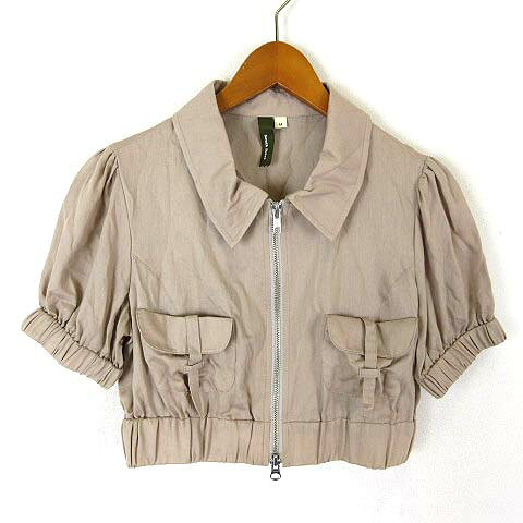【中古】サウスドライブ South Drive ジャケット ブルゾン ジップアップ クロップド ステンカラー ポケット コットン パフスリーブ 半..