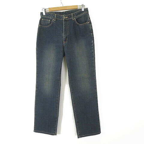 【中古】エドウィン EDWIN MISS 4004 デニムパンツ ジーンズ ワイド ストレート ストレッチ ウォッシュ加工 32 インディゴブルー 大きいサイズ レディース 【ベクトル 古着】 260402
