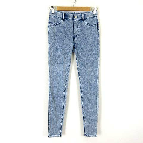 【中古】ユニクロ UNIQLO ウルトラ ストレッチ デニム レギンスパンツ ケミカルウォッシュ ジーンズ M ライトブルー レディース 【ベクトル 古着】 260413