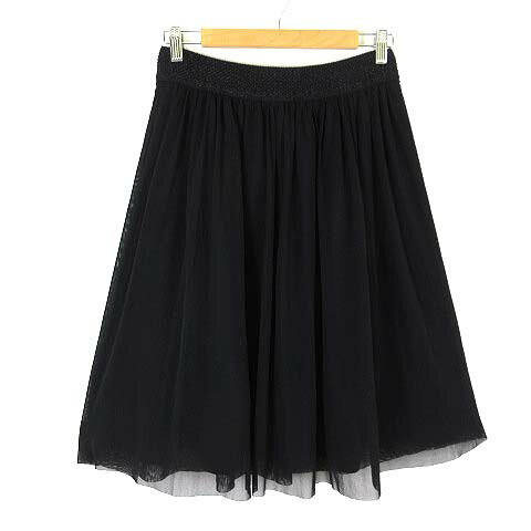 【中古】セーヌドゥ SCENE DEUX スカート フレア チュール ニット ラメ 切替 ミディ丈 L 11 黒 ブラック レディース 【ベクトル 古着】 260507 auc-vector-20893279 ブランド古着の買取販売ベクトル サンプル画像2