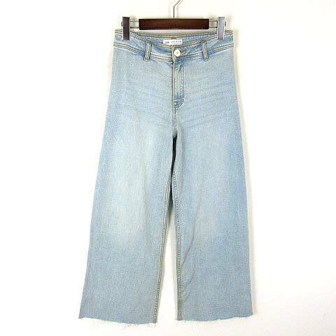 [중고]자라 ZARA 데님 팬츠 청바지 와이드 컷오프 워시 가공 13-14 라이트 블루 소녀 주니어 키즈 [벡터 헌옷] 260611