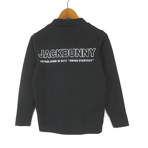 【中古】パーリーゲイツ PEARLY GATES ジャックバニー Jack Bunny ゴルフ シャツ モックネック BOX ダブルフェイス ロゴ 長袖 130cm 黒 ブラック ジュニア 国内正規品 キッズ 【ベクトル 古着】 260623