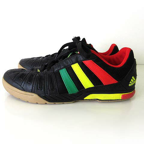 【中古】アディダス adidas 希少 2007年製 トップサラ TOP SALA スニーカー ラスタカラー Y2K レトロ ヴィンテージ フットサルシューズ 23.5cm 黒 ブラック 赤 黄色 緑 美品 レゲエ くつ 靴 レディース 【ベクトル 古着】 260901