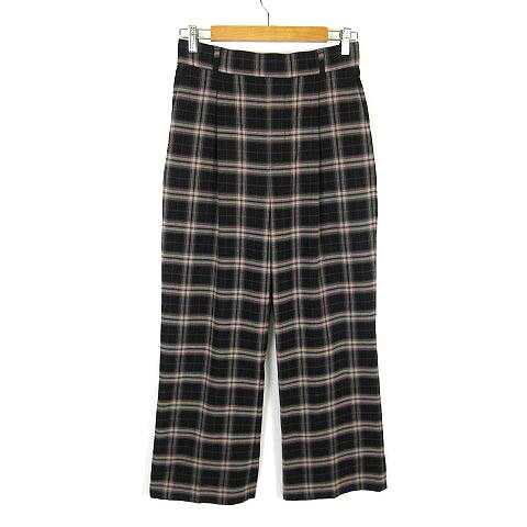 【中古】グローバルワーク GLOBAL WORK パンツ タック イージー ワイドパンツ チェック ウールライク ストレッチ L 黒 ブラック ダークブラウン ベージュ レディース 【ベクトル 古着】 260918 auc-vector-21262483 ブランド古着の買取販売ベクトル パッケージ画像