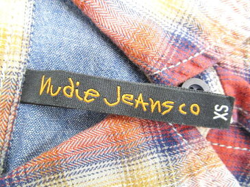 ヌーディージーンズ nudie jeans チェック シャツ 長袖 コットン ワークシャツ トップス XS 赤 レッド S75965 メンズ 【中古】【ベクトル 古着】 170815 ブランド古着ベクトルプレミアム店