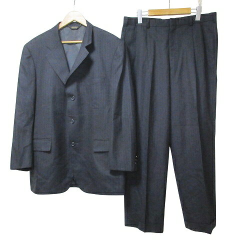 【中古】ブルックスブラザーズ BROOKS BROTHERS スーツ セットアップ 大きいサイズ ピンストライプ シングル テーラード ジャケット 3B 総裏地 パンツ スラックス ウール ビジネス 41REG 35W XL相当■GY09 X メンズ 【ベクトル 古着】 241203