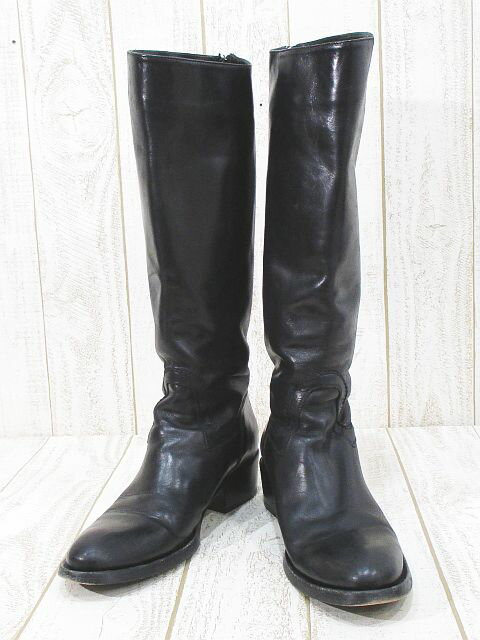 【中古】BUTTERO ブッテロ 革 レザー ロング ブーツ ローヒール バックファスナー 38 ブラック 黒 イタリア製 レディース 【ベクトル 古着】 151222