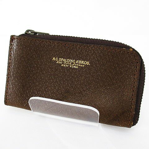 【中古】A.G.SPALDING & BROS 小銭入れ コインケース ブラウン 茶 L字ファスナー 財布 服飾小物 メンズ 【ベクトル 古着】 220725