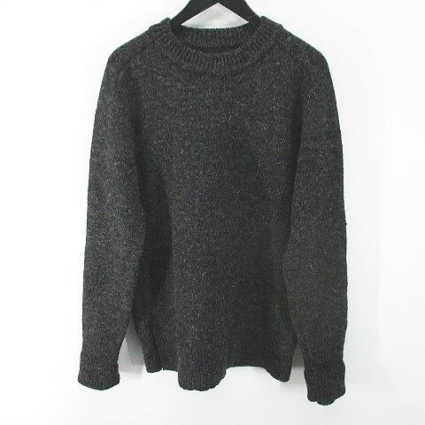 【中古】ナイジェルケーボン NIGEL CABOURN 長袖 ニット セーター 48 灰系 グレー 日本製 エルボーパッチ リブ 毛 ウール 無地 メンズ 【ベクトル 古着】 240123
