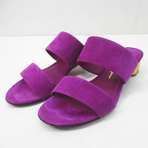 【中古】サルヴァトーレフェラガモ Salvatore Ferragamo BELLUNO サンダル ゴールドヒール 6D パープル スエード イタリア製 レディース 【ベクトル 古着】 240321