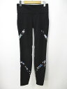 【中古】ギャップ GAP Fit スポーツウェア ロング レギンスパンツ スパッツ XS 黒系 ブラック ウエストゴム 花柄 メッシュ レディース 【ベクトル 古着】 240420