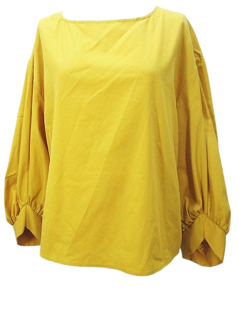 【中古】未使用品 マックスブルー Max Blue 長袖 シャツ ブラウス 9 黄系 マスタードイエロー 無地 タグ付 レディース 【ベクトル 古着】 240913