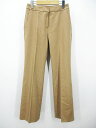 【中古】マックスマーラ MAX MARA ロング丈 パンツ 36 茶系 キャメル 無地 ジップフライ ステッチ キャメル素材 レディース 【ベクトル 古着】 2...