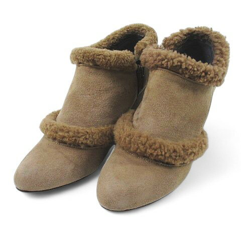 【中古】シューギャラリーオオタ SHOE GALLERY OTA ブーティ ウェッジソール ボア 35 ベージュ スエード 日本製 レディース 【ベクトル 古着】 250109