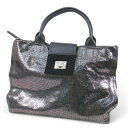【中古】nicoli ニコリ トートバッグ メタリックシルバー ブラック 黒系 レザー イタリア製 レディース 【ベクトル 古着】 250123