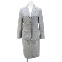 【中古】ダックス DAKS セットアップ スーツ 上下 38 灰系 グレー シングル ジャケット 膝丈 スカート 背抜き裏地 毛 ウール カシミヤ混 ポケット ...
