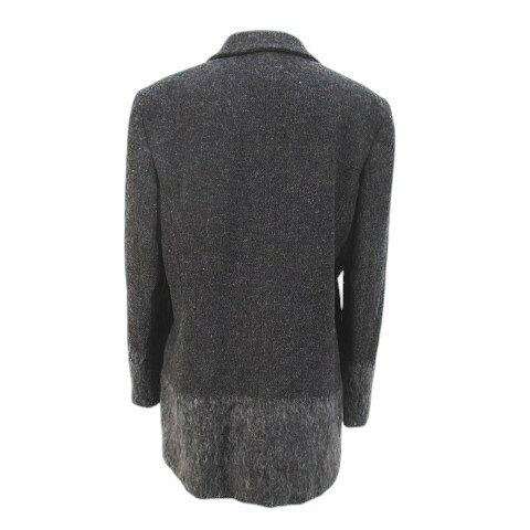 【中古】レナランゲ レッド RENA LANGE RED ミドル丈 ジャケット 灰系 グレー スナップボタン ダブル ポケット レディース 【ベクトル 古着】 250301