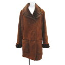 【中古】Shearling ミドル丈 ムートン調 ボアコート 42 茶系 ブラウン ダブルボタン ポケット レディース 【ベクトル 古着】 250308(4)
