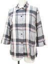 【中古】ジュンココシノ JUNKO KOSHINO miss junko チェック柄 七分袖 シャツ ブラウス 灰系 グレー ボタン 透け感 レディース 【ベクトル 古着】 250412