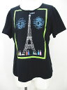 【中古】ピッコーネ PICONE 半袖 Tシャツ カットソー 40 黒系 ブラック プリント ラメ レディース 【ベクトル 古着】 250420(4)