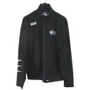 【中古】リーボック Reebok スポーツウェア 長袖 ジャージ ジャケット トラックジャケット M 黒系 ブラック ジップアップ プリント ポケット メンズ ...