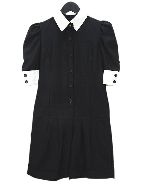 【中古】ソブ sov. ダブスタ 五分袖 オールインワン パンツ ショート F 黒系 ブラック ジップフライ ボタン ロールアップ レディース 【ベクトル 古着】 250426