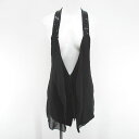 【中古】GARB ノースリーブ ベスト 黒系 ブラック ストレッチ スパンコール ジップアップ レディース 【ベクトル 古着】 250428(4)