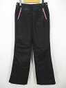 【中古】ランバン スポール LANVIN SPORT ゴルフウェア ロング丈 中綿 ナイロン パンツ 38 黒系 ブラック ジップフライ 切替 裏地 レディース...